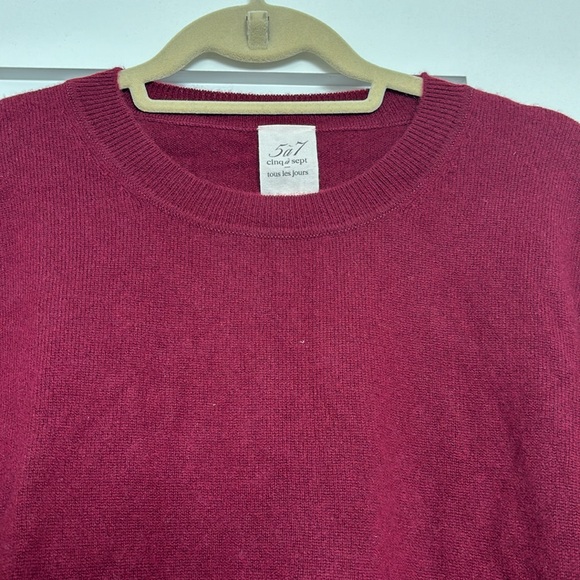 Cinq a Sept wine color 100% cashmere sweater - Picture 4 of 5